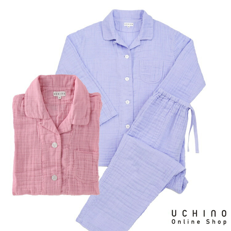 楽天市場 ガーゼパジャマ Uchino クレープガーゼ パジャマ レディース 綿100 春 夏 長袖 前開き ウチノ ウチノ タオル 内野タオル ギフト 贈り物 プレゼント Uchino Online Shop