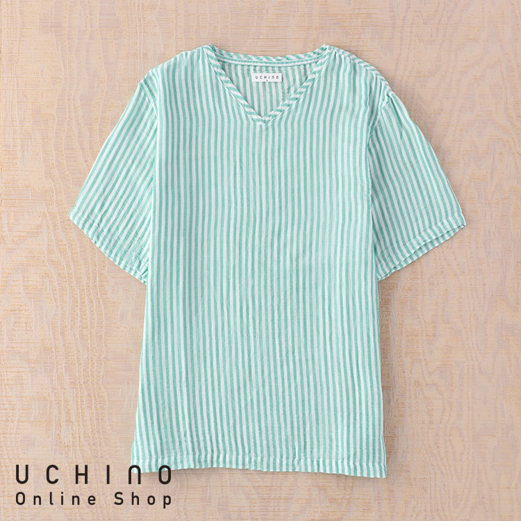 [新品未使用品]　UCHINO ストライプ ルームウェア　Lサイズ rpz18684-2.jpg