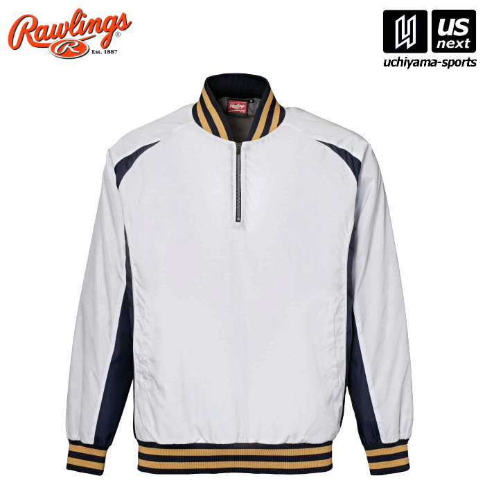 【新生活応援100円クーポン】ローリングス【 Rawlings 】 野球 VジャンLS ATP14SV1 W（ホワイト）【 Vジャン ハーフジップ グランドコート アウター 長袖 2026年継続モデル 】 【メール便不可】[取り寄せ][自社]