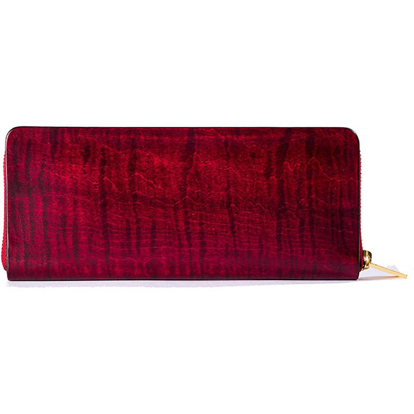 wal-002-RED sciva シーバ The Wallet ザ ウォレット 木の紙入れ カーリーメイプル当て嵌める サイフ さいふ ウォレット 赤いこと 長紙入れ メンズ l字ジッパー ブランド名 コインケース 国内置き目品 貨物輸送無料