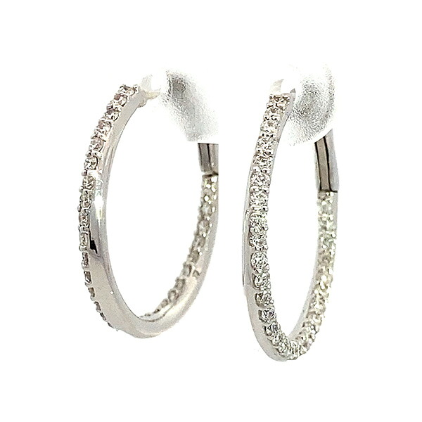 （246742）ダイヤモンド ピアス 0.5カラット フープピアス 18kホワイトゴールド 両耳 1ペア レディース 女性プレゼントK18WG｜Gショック 腕時計 わっしょい村