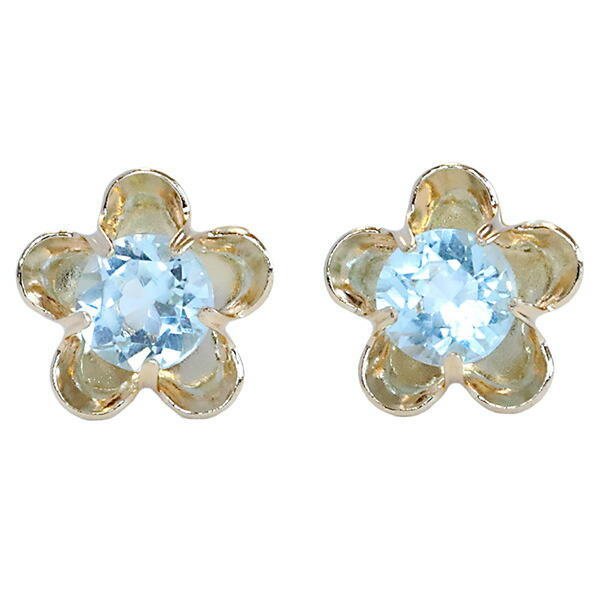 【10％OFFクーポン利用で】（267046）フラワー ブルートパーズピアス K18 花 カラーストーンピアス レディース フラワー ピアス K18 18金 ゴールド 女性 誕生日プレゼント
