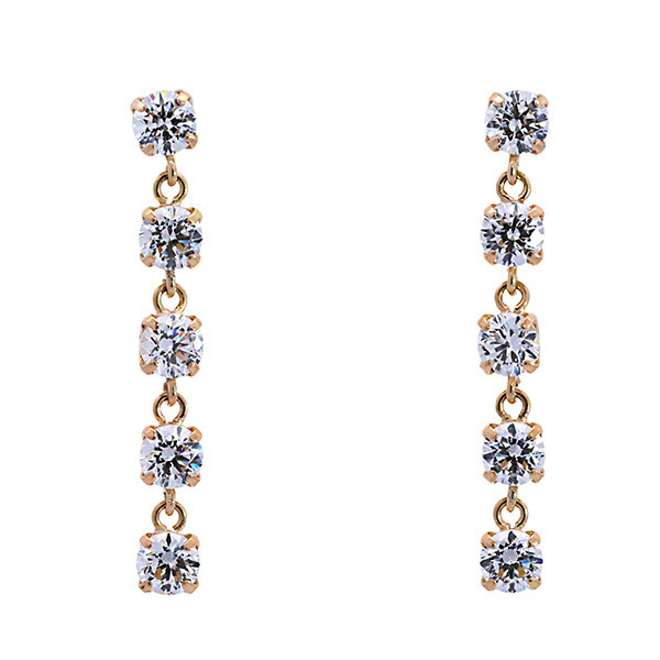 【10%OFFクーポン利用で】(267242)キュービックジルコニアピアス 18k ぶら下がり 揺れる ピアス 両耳 1ペア スーパーキュービック レディース プレゼント スタッドピアス キャッチ付 CZ 3mm|Gショック 腕時計 わっしょい村