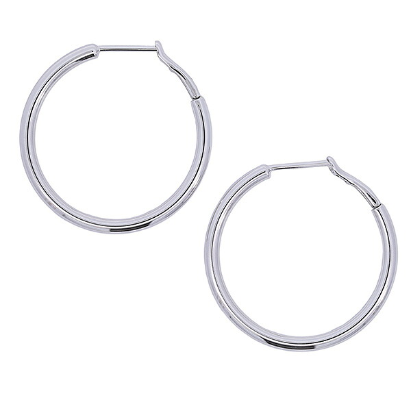 （269025）フープピアス 18k 2mm幅 直径25mm ピアス フープ 18金 ゴールド シンプル リングピアス フープピアス カット 18k ホワイトゴールドk18 ペア｜Gショック 腕時計 わっしょい村