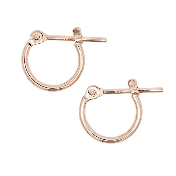 【10％OFFクーポン利用で】（k108）日本製 フープピアス K18 1mm×8mm 金属アレルギー 小さめ ゴールド シンプルピアス