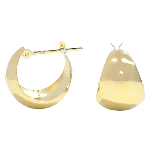 【10％OFFクーポン利用で】（km1015）日本製 ボリュームピアス 月甲 K18 月甲ピアス 10mm×15mm 地金 ピアス フープ 18金 イエローゴールド k18 18k 大きめ 金属アレルギー対応 ジュエリー