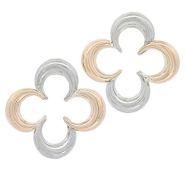 【10％OFFクーポン利用で】コンビカラー クローバースタッドピアス PT K18