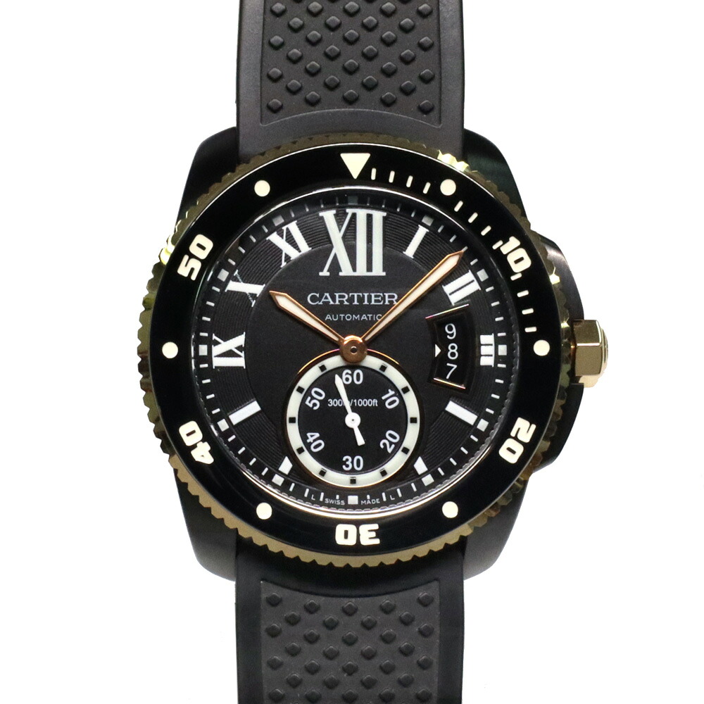 【名古屋】【CARTER】カルティエ カリブルダイバー W2CA0004 SS PG ラバー ブラック 自動巻 メンズ腕時計 男【中古】