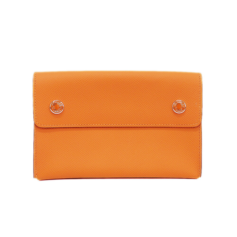 【最大限度３万円銀行割引クーポン券】【天白】【HERMES】エルメス ナップトゥーゴー ショルダーバッグ オレンジ色 しろがね色金具 B目じるし 2023年頃生み出すこと エプソン 合切袋 鞄 レディース【中古】