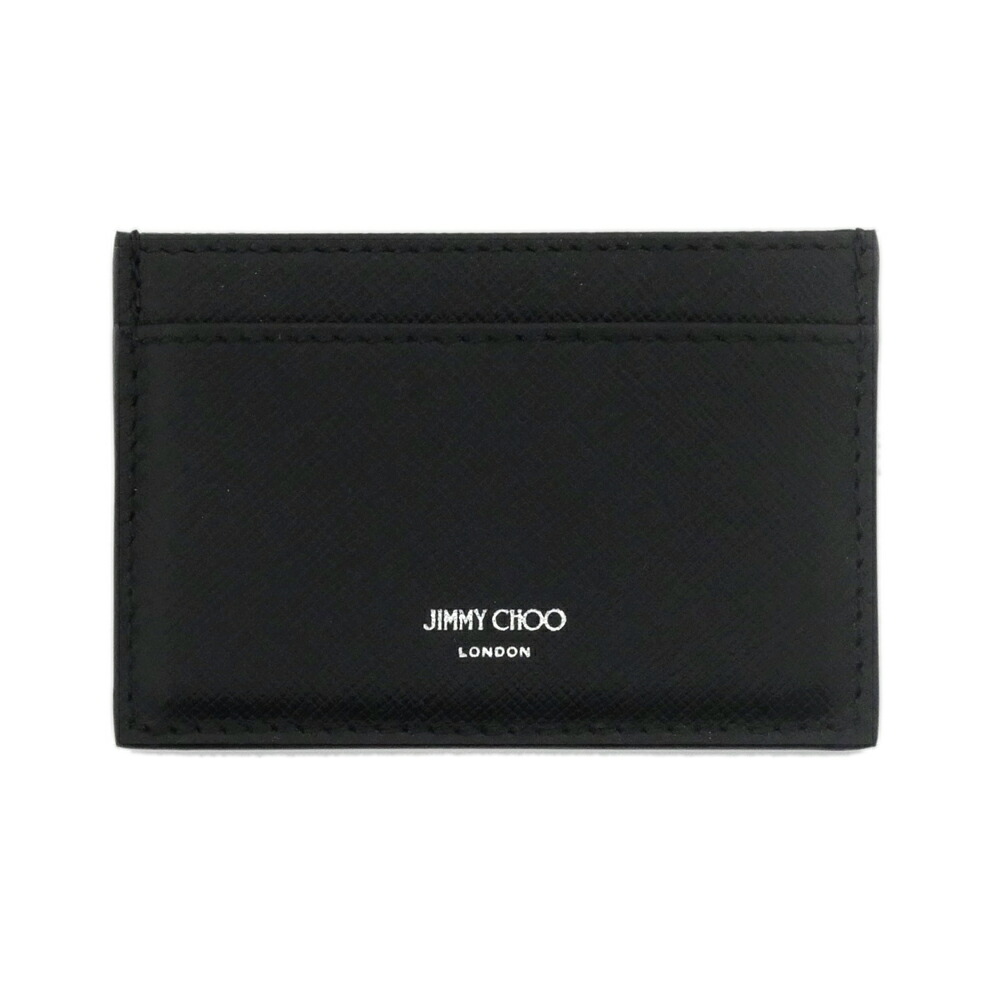 【名東】【JIMMY CHOO】ジミーチュウ カードケース DOM ブラック 黒 ロゴ 名刺入れ レザー メンズ レディース 革小物【新品同様】【中古】|質ウエダ