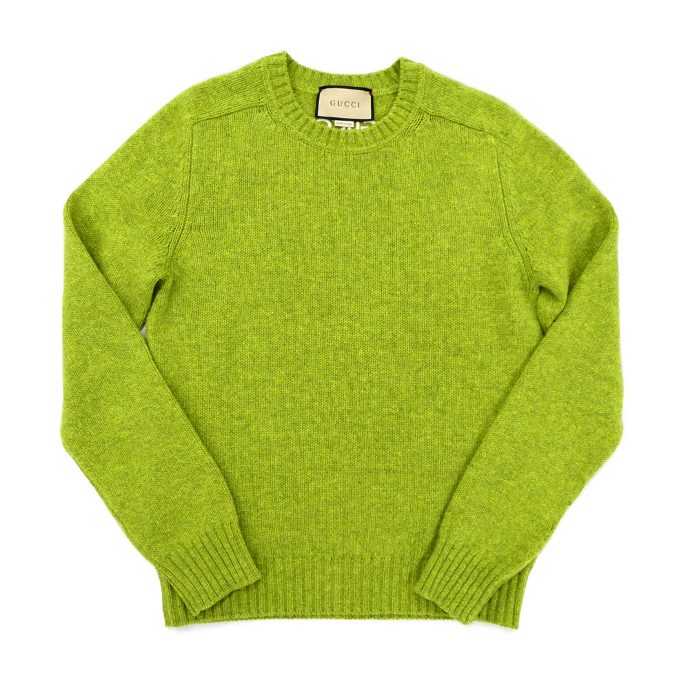 【名古屋】【GUCCI】グッチ ロゴ エンブロイダリー ウールセーター 763365 グリーン ウール 長袖 ニット アパレル 服 メンズ【中古】