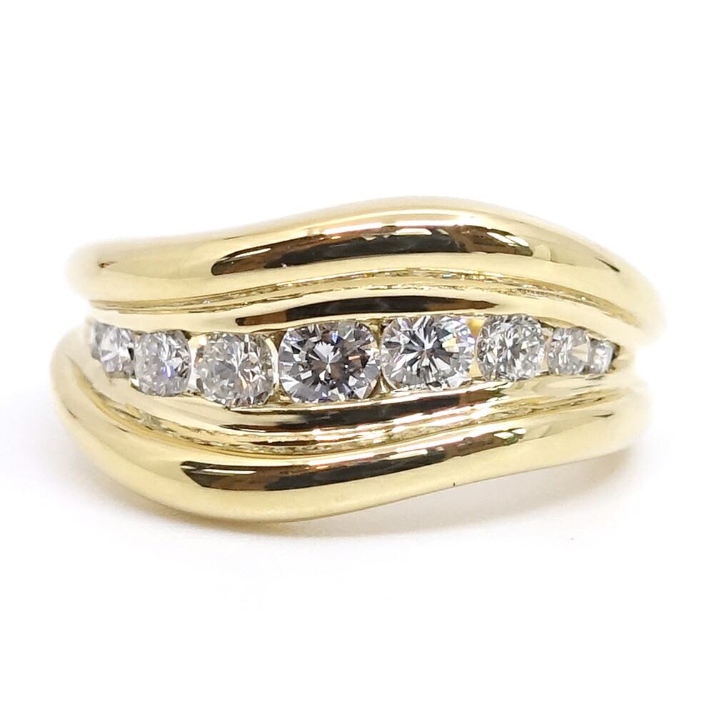 【栄】【JEWELRY】ジュエリー リング 指輪 ダイヤモンド 0.59ct K18 750 YG イエローゴールド 約9.3g 9.5号 レディース 本体のみ【中古】