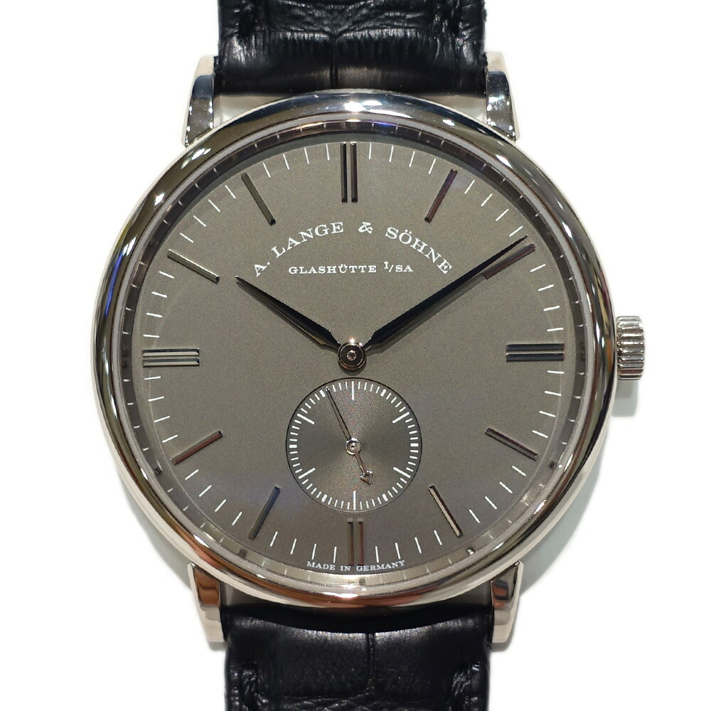 【栄】【A.LANGE&SOHNE】ランゲ＆ゾーネ サクソニア 216.027 37mm グレー/ブラック ホワイトゴールド/アリゲーター 手巻き 腕時計 2016年 メンズ【中古】