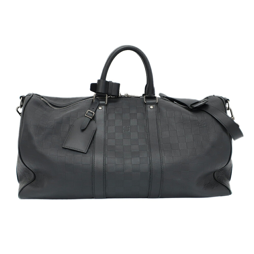 【最大限度３万円銀行割引引き換え証】【天白】【LOUIS VUITTON】ルイヴィトン キーポル バンドリエール45 ボストンバッグ ダミエアンフィニ N41145 黒いこと 旅する御徒面子 鞄 メンズ【中古】