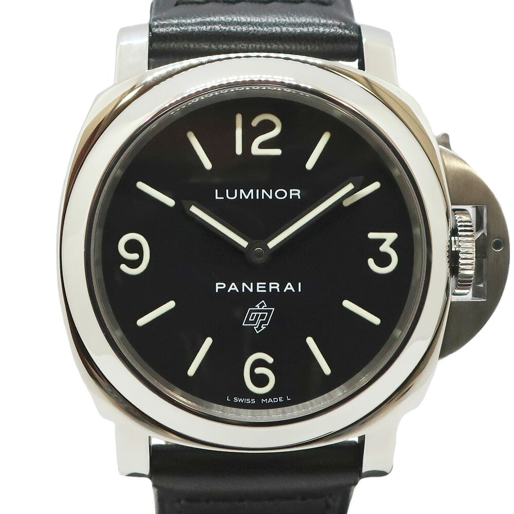 【天白】【PANERAI】パネライ ルミノール ベース ロゴ PAM00000 L番 メンズ ブラック SS レザー 手巻き 腕時計【仕上げ済み】【中古】