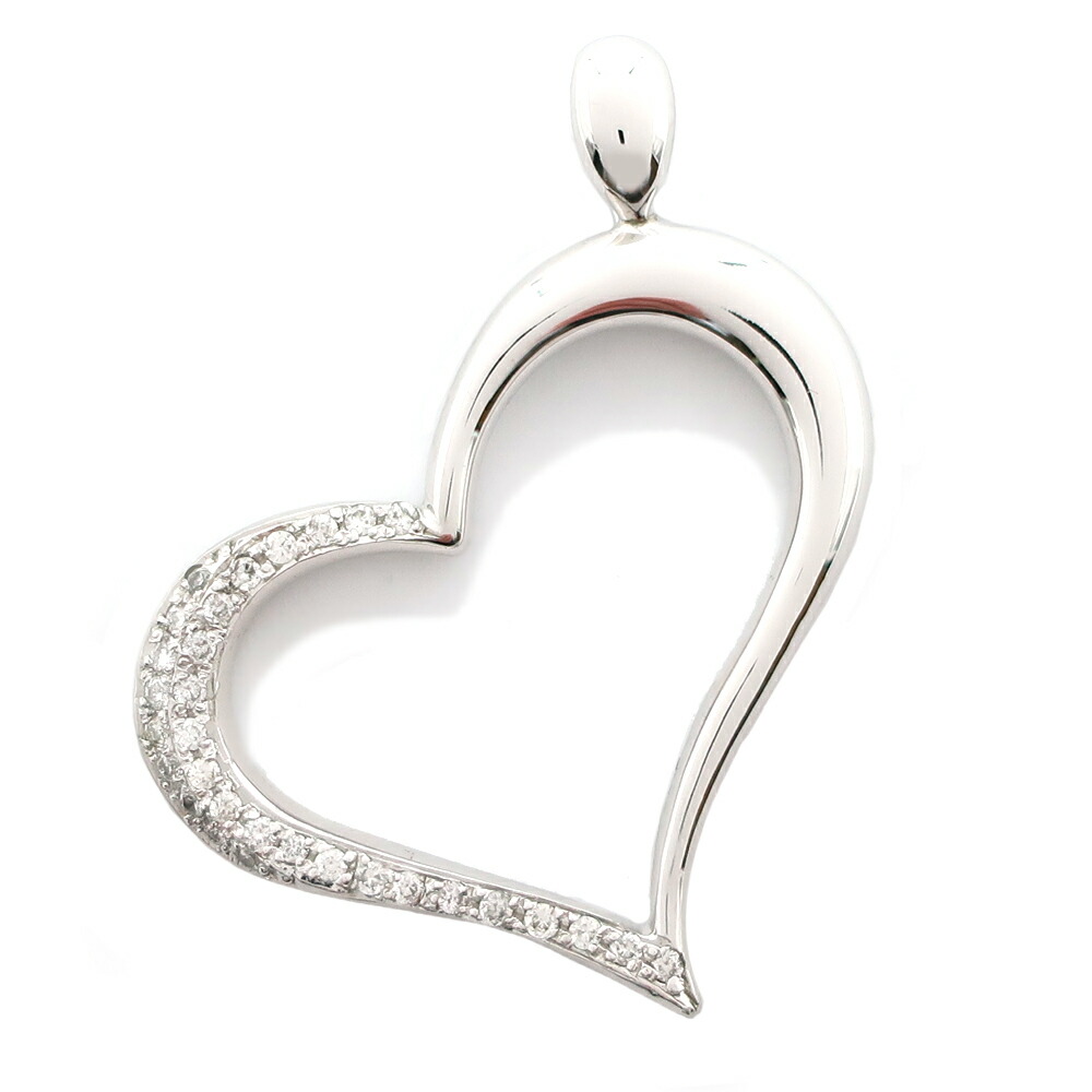 【天白】【JEWELRY】ネックレストップ ペンダント ハート 750 K18WG ホワイトゴールド ダイヤ 可愛い ジュエリー レディース【中古】