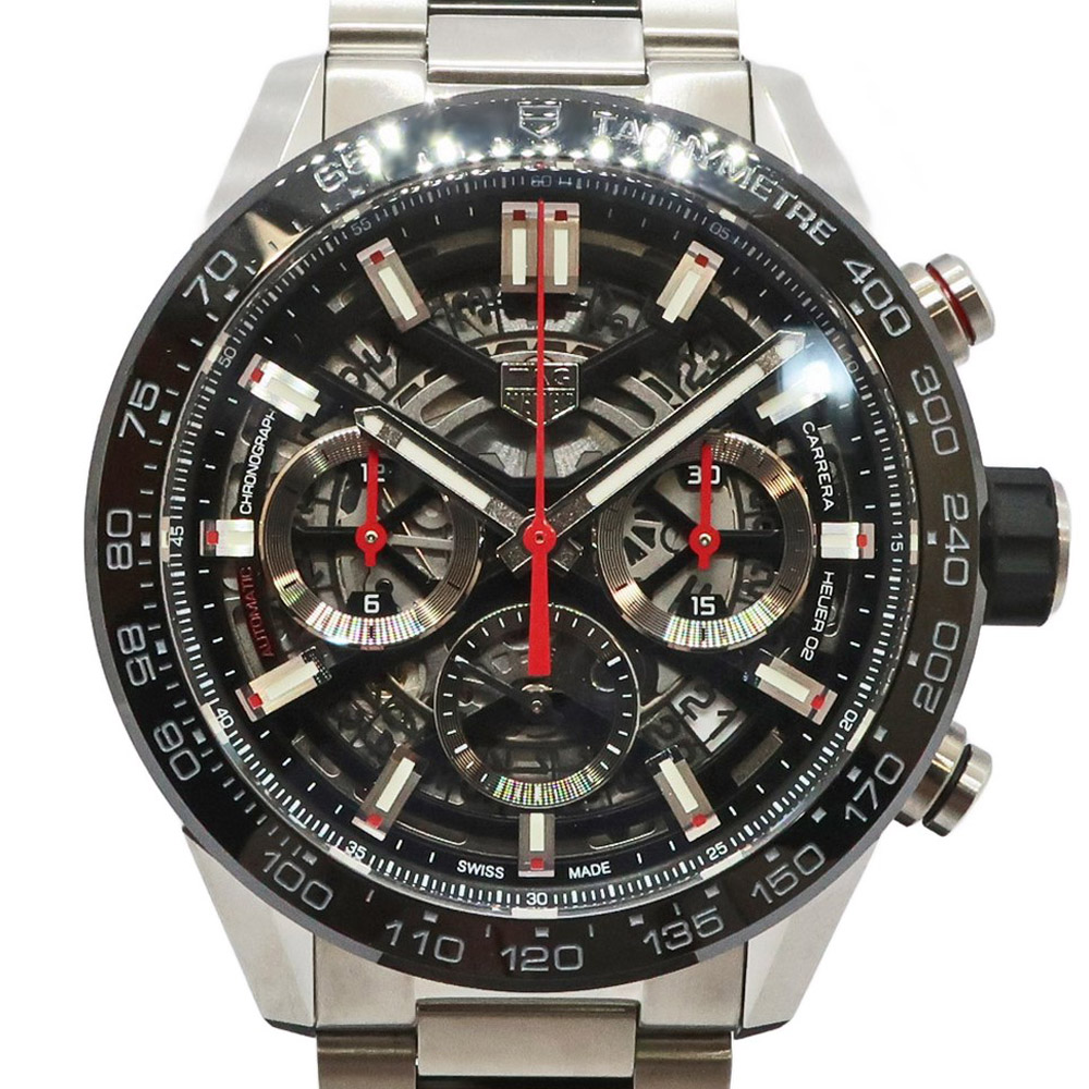 【天白】【TAGHEUER】タグホイヤー カレラ ホイヤー02 クロノグラフ CBG2010.BA0662 43mm SS ブラック メンズ 自動巻き 腕時計【新品同様】【中古】