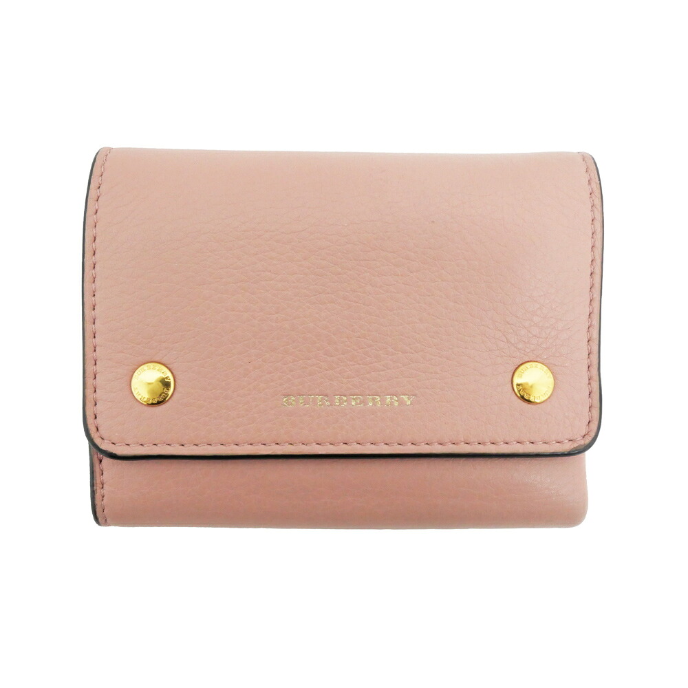 【名東】【BURBERRY】バーバリー 三つ折り財布 ROPELFI071SEB コンパクトウォレット レザー ピンク ゴールド金具 レディース その他【中古】 17,136円