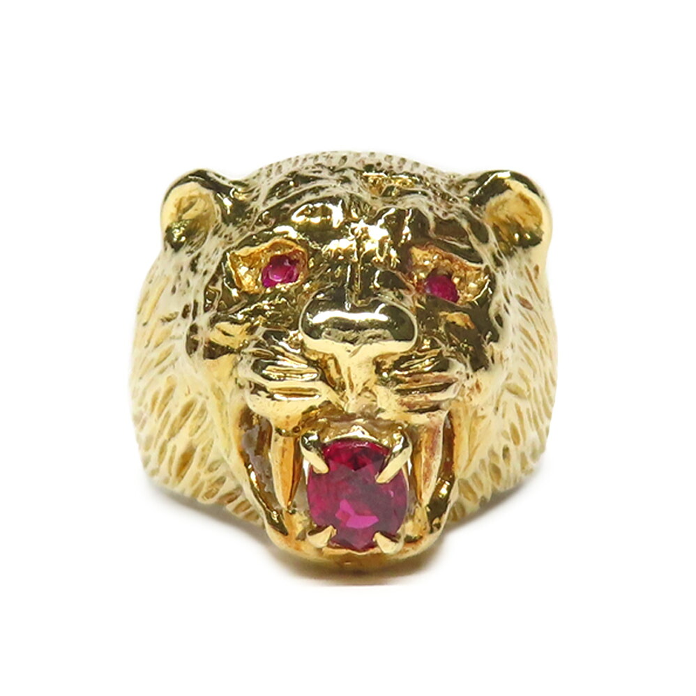 【名古屋】【JEWELRY】ジュエリー リング トラモチーフ 750YG K18 イエローゴールド ルビー 10.5号相当 約12.1g 指輪 アクセサリー レディース【中古】|質ウエダ