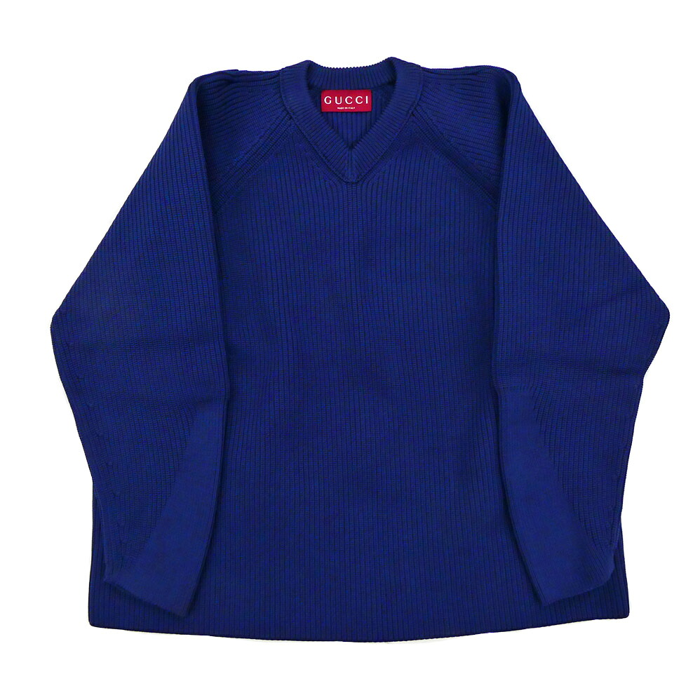 【名古屋】【GUCCI】グッチ チャンキー Vネック ニット 798605 XKEB6 ネイビー XS ポリプロピレン 長袖 アパレル 服 メンズ【未使用】【中古】