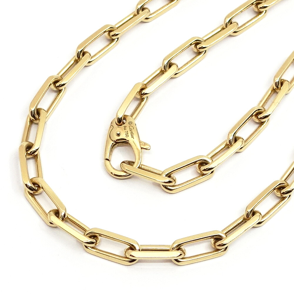 【栄】【CARTIER】カルティエ K18YG サントス ドゥ カルティエ ネックレス MM ミディアムモデル 750YG ジュエリー メンズ レディース B7009000【中古】