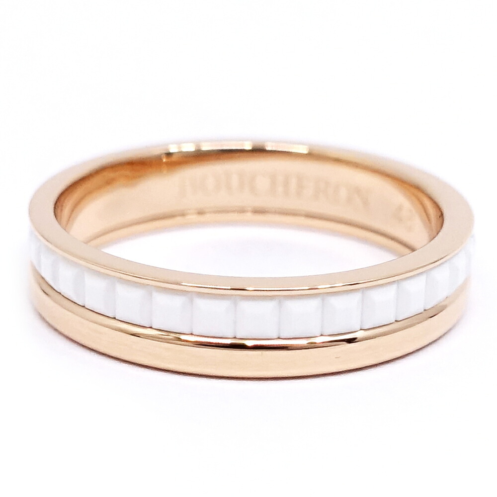 【栄】【BOUCHERON】ブシュロン K18PG キャトル ホワイト リング 指輪 ハーフ 750PG JAL00238 セラミック ジュエリー レディース【仕上げ済】【中古】