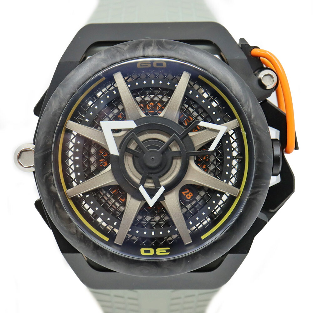 【栄】【MAZZUCATO】マッツカート リム モンツァ RIM.F1-GYBLK スケルトン 腕時計 SS ラバー クロノグラフ リバーシブル 自動巻き クォーツ メンズ【中古】
