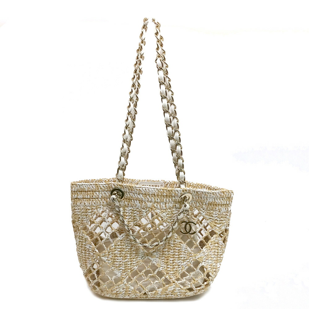 【最大限度３万円銀行割引クーポン券】 【栄】【CHANEL】シャネル スモールショッピングﾞ トートベージュ トートバッグ ココマーク 手当たり次第禾穀類 ラフィア ベージュ AS4714 ゴールド金具 レディース【未当てはめる】【中古】