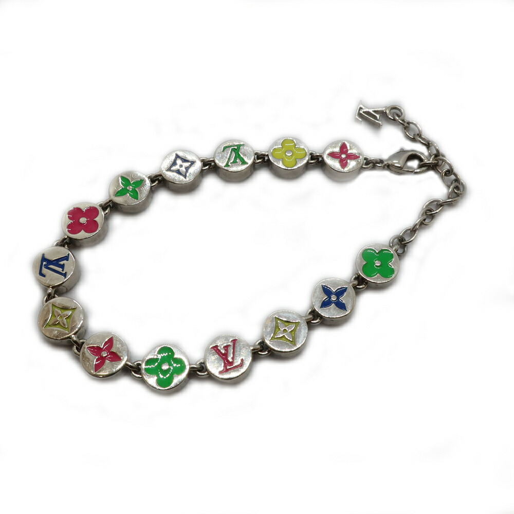 【天白】【LOUIS VUITTON】ルイヴィトン モノグラム カラーズ 腕輪 しろがね色【中古】