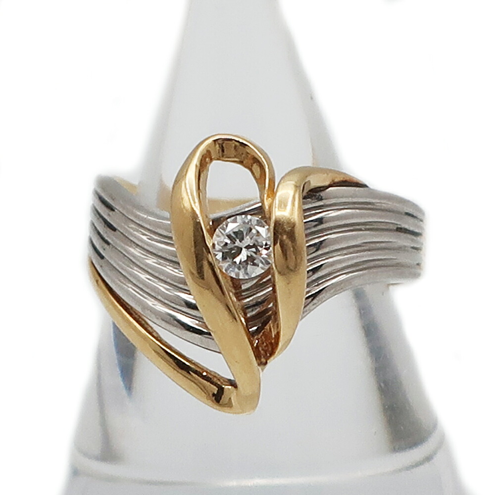 【天白】【JEWELRY】ジュエリー リング 指輪 K18 Pt900 イエローゴールド プラチナ ダイヤモンド 約11.5号 約5.0g アクセサリー 本体のみ【中古】｜質ウエダ 64,735円