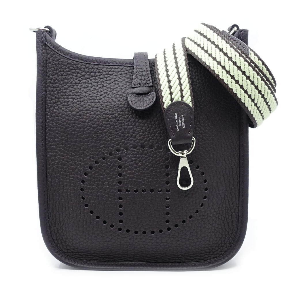 【栄】【HERMES】エルメス エブリン TPM ショルダーバッグ W刻印 2024年頃 トリヨンクレマンス プルノワール パープル系 シルバー金具 レディース メンズ 箱 保存袋【中古】|質ウエダ