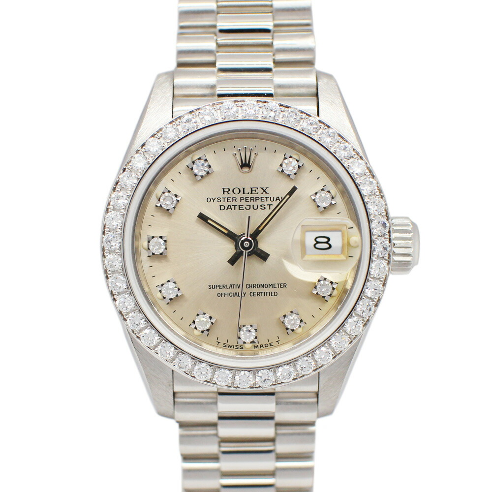 【名古屋】【ROLEX】ロレックス デイトジャスト 69136G L番 シルバー ダイヤ PT 自動巻き レディース【中古】|質ウエダ