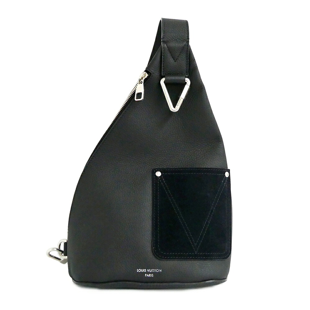 【最大限度３万円銀行割引クーポン券】【名古屋】【LOUIS VUITTON】ルイヴィトン 三角州 スリングバッグ M27060 黒いこと LV 触れ合う なめし革 しろがね色金具 肩先 メンズ【新品】【未当てはめる】【中古】