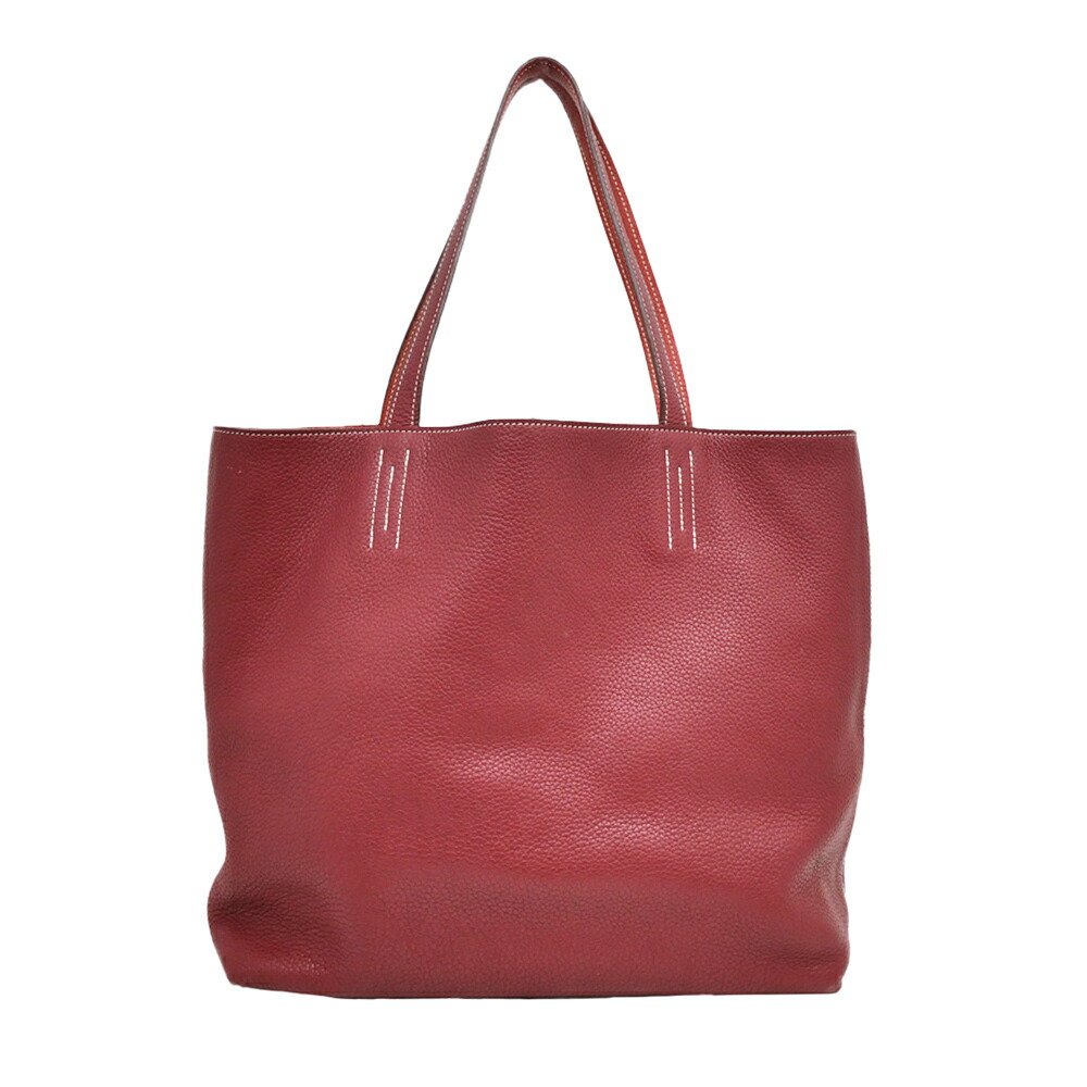 【名東】【HERMES】エルメス ドゥブルセンス45 トートバッグ トリヨンクレマンス □R刻印 ブーゲンビリア ルビー メンズ レディース【中古】