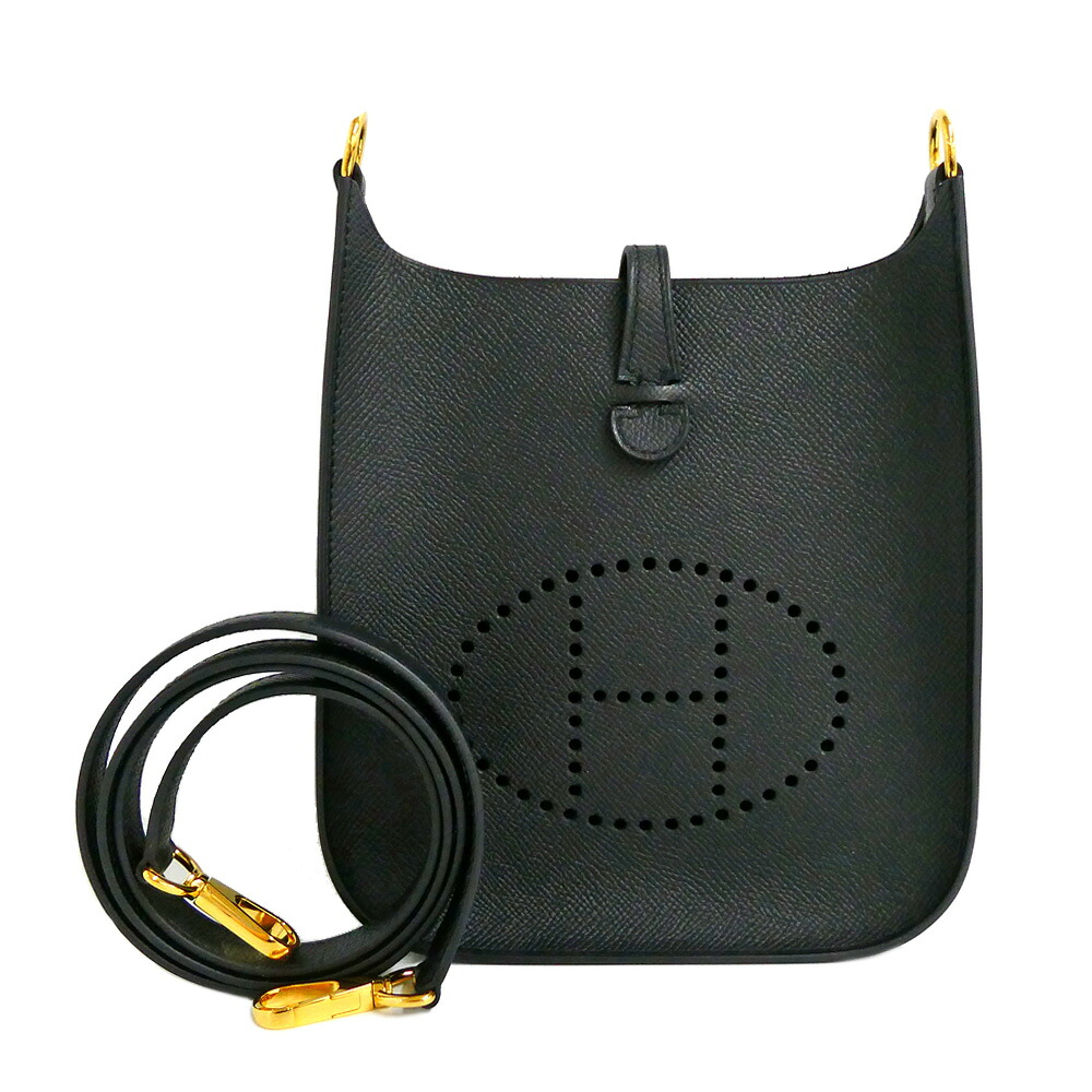 【最大限度３万円銀行割引クーポン券】【名古屋】【HERMES】エルメス エブリンTPM 16 セリエ 黒いこと ゴールド金具 エプソン ショルダーバッグ 黒 ユニ一発やる【未当てはめる】【中古】
