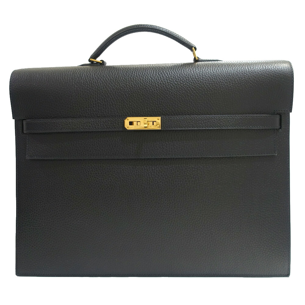 【最大限度３万円銀行割引クーポン券】【栄】【HERMES】エルメス ケリーデペッシュ38 □A目じるし 1997年生み出すこと アルデンヌ 黒いこと GD金具 ハンドバック メンズ 箱 保護すること袋【中古】