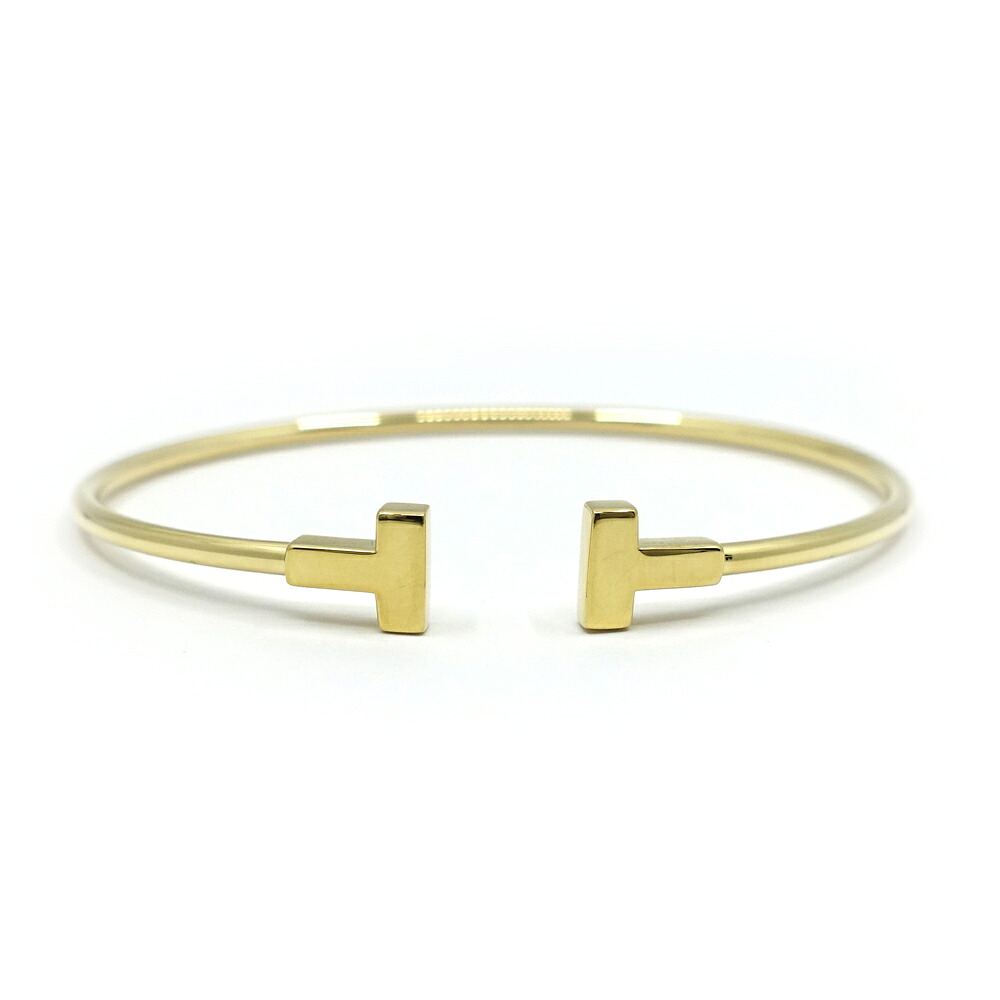 【栄】【TIFFANY】ティファニー K18YG T鉄条 腕輪 ティファニーT 750YG メンズ レディース 宝飾品【入眼済】【中古】