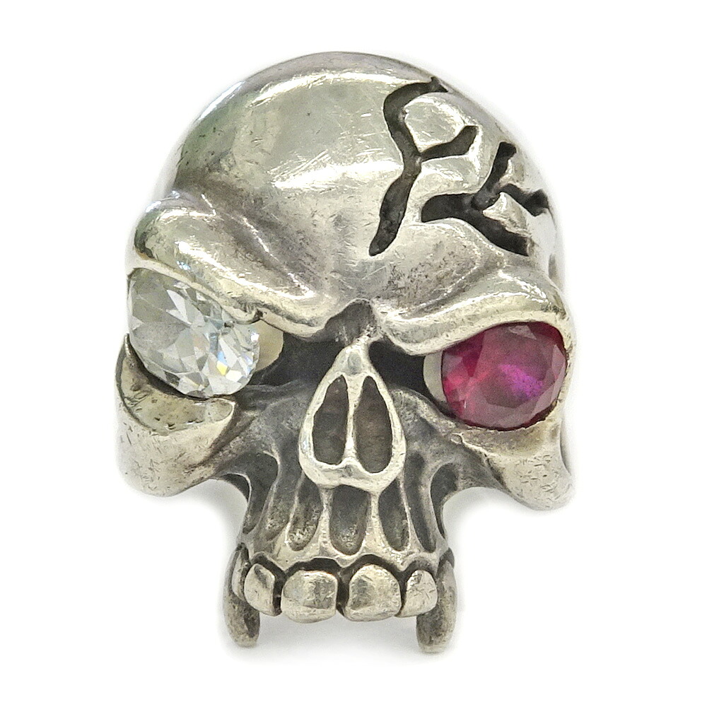 【栄】【JEWELRY】ジュエリー リング スカル SV925 シルバー カラーストーン 20号 26.0g アクセサリー メンズ 小物 その他【中古】|質ウエダ