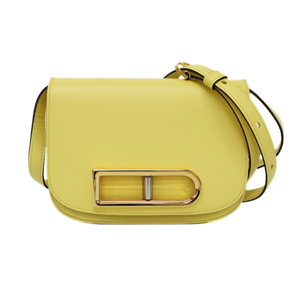 【最大限度３万円銀行割引クーポン券】【天白】【DELVAUX】デルヴォー ランゴー スモール ショルダーバッグ 黄色 ゴールド金具 なめし革 鞄 レディース【中古】