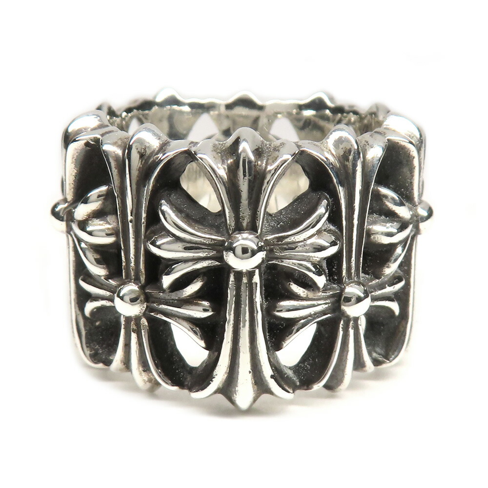 【最大限度３万円銀行割引引き換え証】【名古屋】【CHROME HEARTS】クロムハーツ 輪っか 指環 セメタリー はりつけ台 925 しろがね色 約21.5号 仕切り状有 メンズ 宝飾品 付属物 美品【中古】