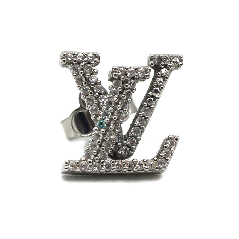 【栄】【LOUIS VUTTON】ルイヴィトン M00608 アイコニック ストラス LV アイコニック ピアス 片方 シルバー 小物 アクセサリー その他 本体品のみ【中古】｜質ウエダ