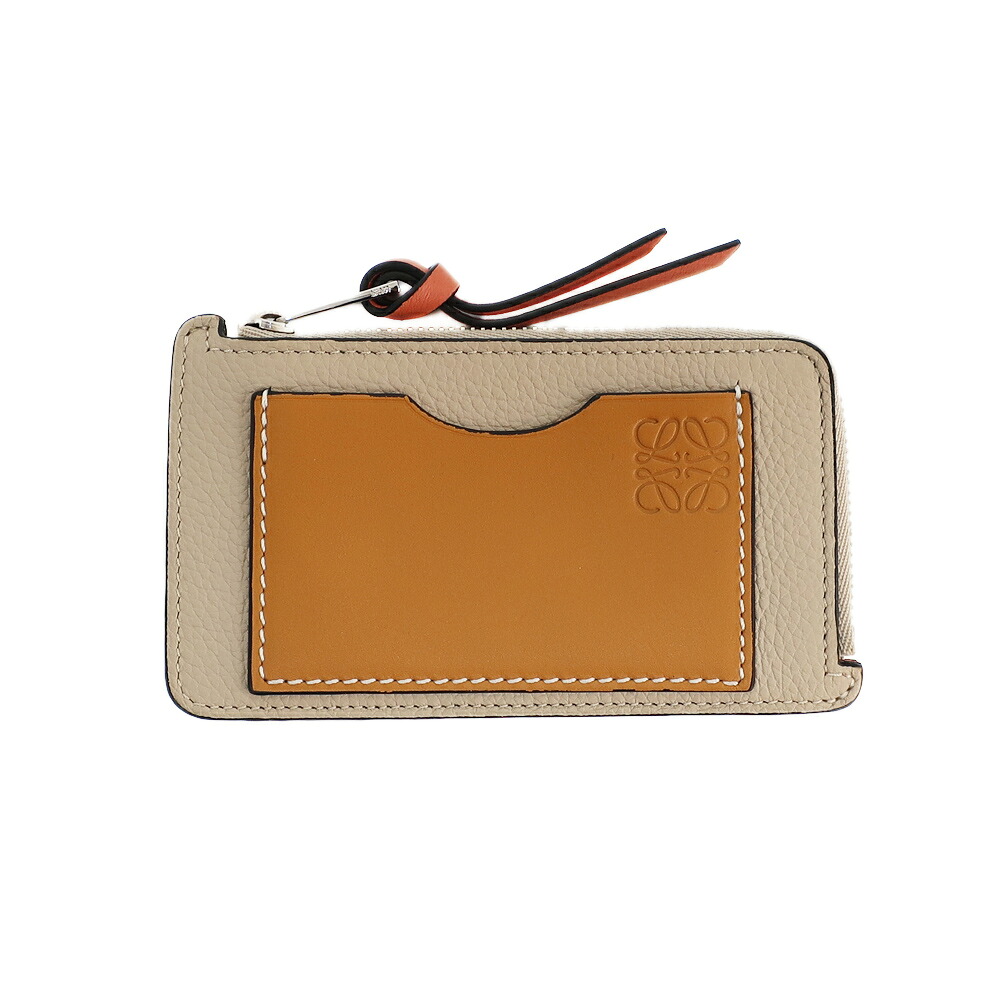 【天白】【LOEWE】ロエベ カードホルダー コインケース ブラウン系 レザー アナグラム ロゴ レザー 財布 小物 レディース【中古】|質ウエダ