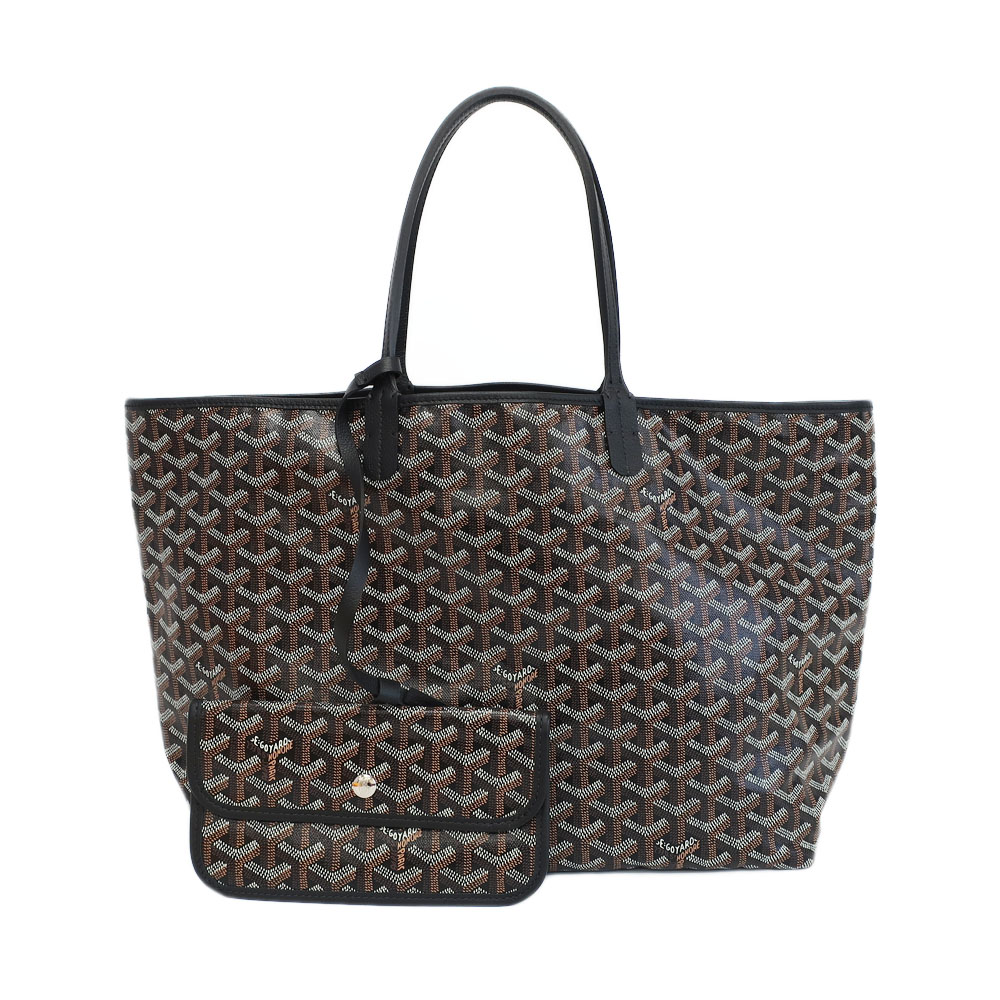 【最大限度３万円銀行割引引き換え証】【天白】【GOYARD】ゴヤール サンルイPM トートバッグ 黒いこと PVC上塗り帆布 杉綾模様 ハンドバック 鞄 メンズ レディース【中古】