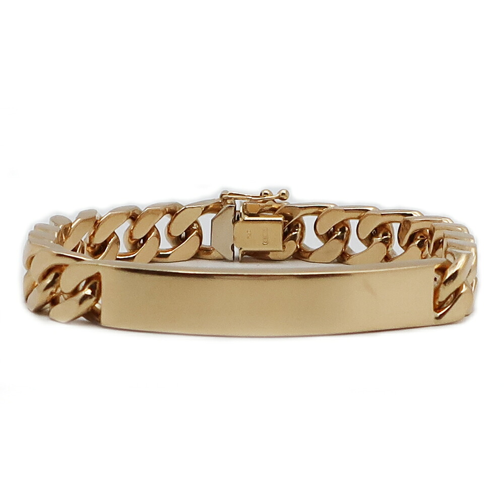 【天白】【JEWELRY】 喜平 キヘイ プレート ブレスレット 約74.2g 腕回り約18cm シングル K18YG 750 YG イエローゴールド 洗浄済【中古】｜質ウエダ