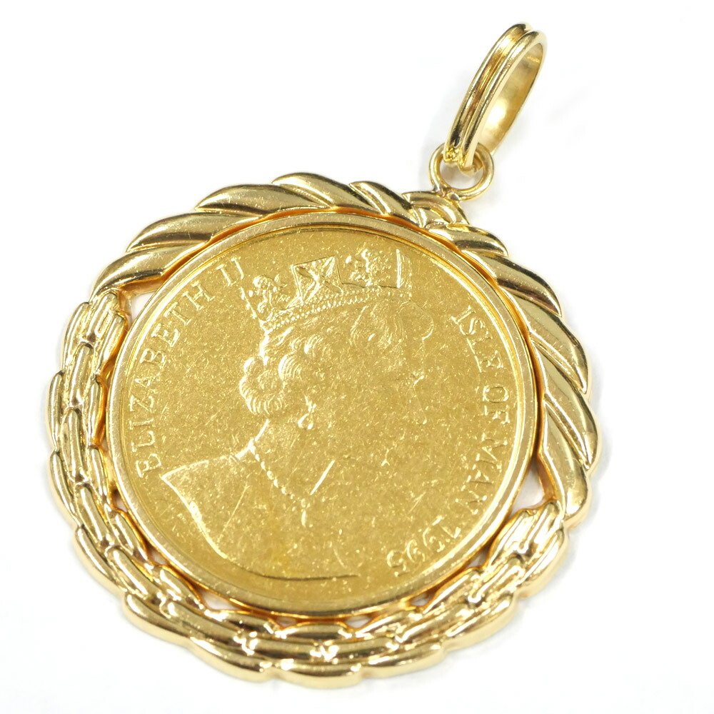 【最大限度３万円銀行割引クーポン券】【名東】【JEWELRY】いの一番 マン島猫金貨 1/2薬局衡オンス 1995年 K24/K18 総掛け目20.4g 宝飾品 黄色ゴールド【中古】