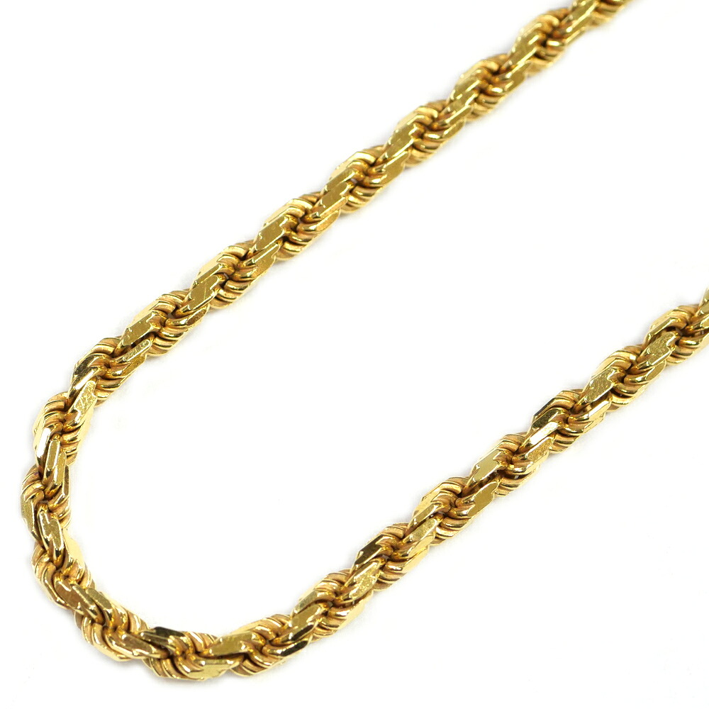 【名東】【JEWELRY】デザインネックレス K18 750 パイプロープ 約30.8g 約40cm ジュエリー イエローゴールド【中古】｜質ウエダ