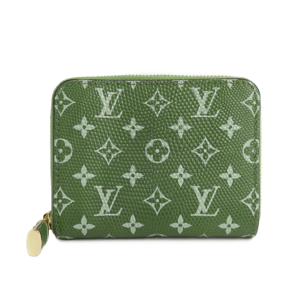 【最大限度３万円銀行割引クーポン券】【名古屋】【LOUIS VUITTON】ルイヴィトン ジッピー 鋳貨蝦蟇口 エキゾチックレザー 蜥蜴 緑であること系 パドロック GD金具 モノグラム 銭入れ コインケース【中古】