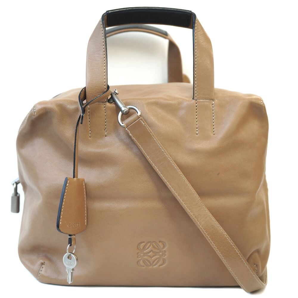 【栄】【LOEWE】ロエベ オリガミ クボ ショルダーバッグ ベージュ しろがね色金具 鞄 余分の物 保護すること袋【中古】