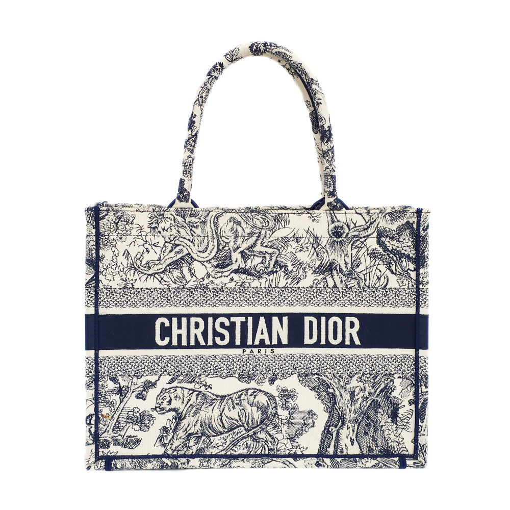 【最大限度３万円割り引き引き換え証】【天白】【CHRISTIAN DIOR】クリスチャンディオール ブックトートバッグ 並み並み トワル ドゥ ジュイ 刺しゅう 刺しゅう 帆布 鞄 レディース【中古】