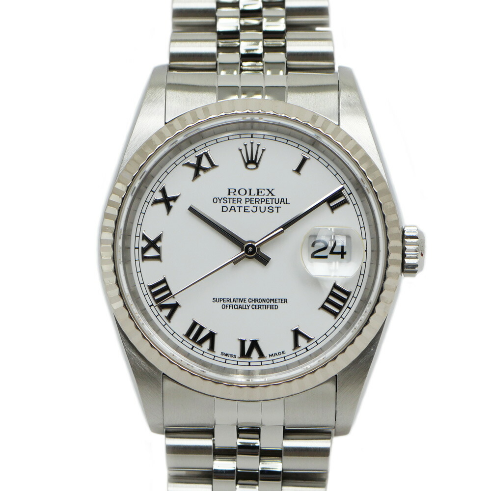 【最大限度３万円銀行割引引き換え証】【名東】【ROLEX】ロレックス デイトジャスト 16234 Y番 白いこと人情本 SS WG 自動小銃巻 メンズ ウオッチ【OH済】【完成済】【中古】